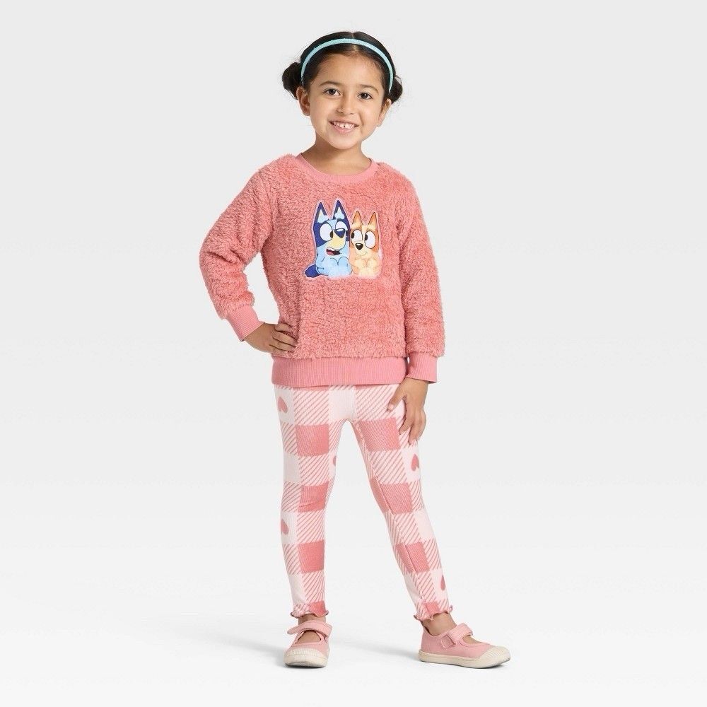 18 Months Bluey and Bingo Girl's 2-Piece Crew Sweatshirt & Leggings Set NWT